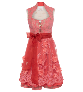 Brokat Dirndl in Rosé mit Silber