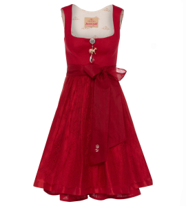 Dirndl in Rot mit Spitzenschürze