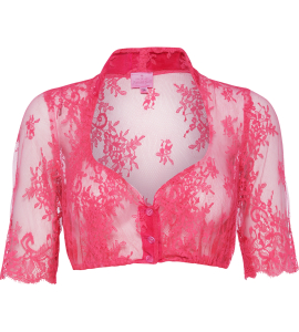 Stehkragenbluse aus pinker Spitze