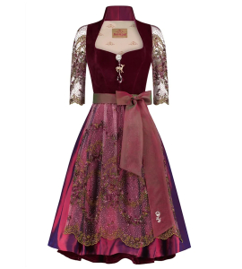 Dirndl mit Spitze in Weinrot