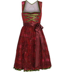 Rotes Dirndl mit grünen Highlights