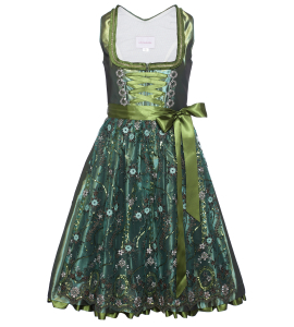 Dirndl in Grün mit Spitzenschürze