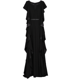 Bodenlanges Volantkleid aus Seidengemisch 