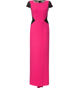 Abendrobe aus Seide mit Spitzeneinsatz in Pink