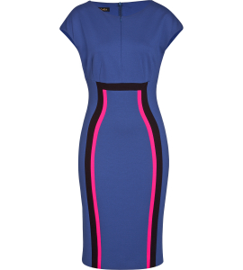 Retro Etuikleid aus Jersey in Blau