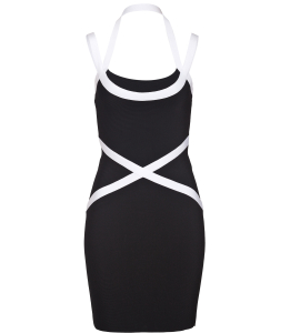 Stretch-Minikleid in schwarz/weiss