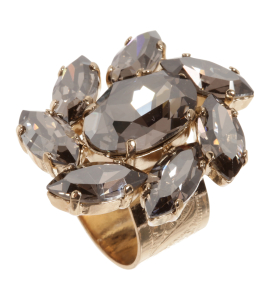 Floraler Schmuckstein-Ring in Silber