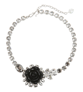 Collier mit Rose in Schwarz