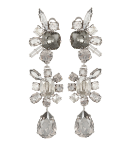 Ohrclip mit Kristallen in Grau und Crystal