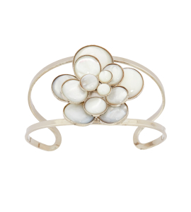 Armspange in Gold mit Blume in Perlmutt