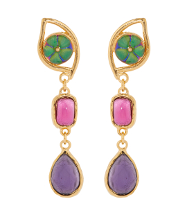 Goldohrringe mit bunten Steinen