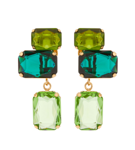 Ohrringe mit grünen Baguette-Steinen