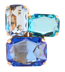 Ring mit drei Baguette-Steinen in Blau