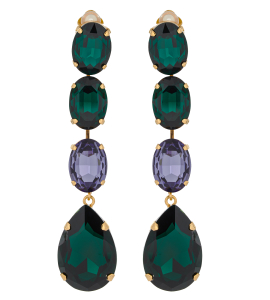 Lange Clips-Ohrringe in Grün-Blau