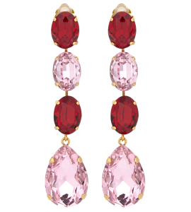 Lange Clips-Ohrringe in Rosé-Rot