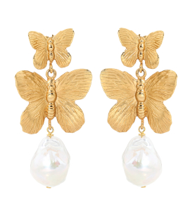 Perlenohrring mit Schmetterlingen