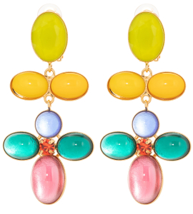 Ohrringe in Gelb-Türkis mit Blumen