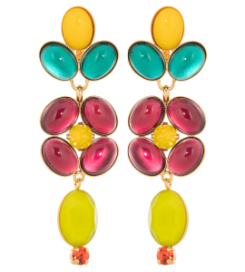 Ohrringe in Pink-Gelb mit Blumen