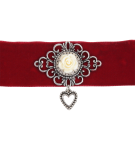Kropfband in Rot mit Rose