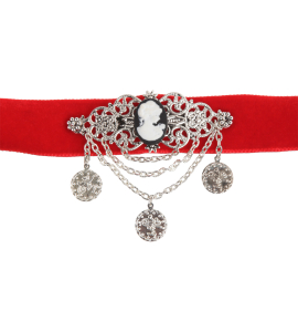 Kropfband in Rot mit Charivari