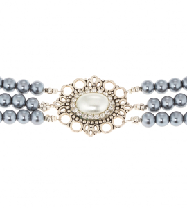 Perlenkette in Blau-Grau mit Steinen