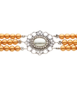 Perlenkette in Apricot mit Stein