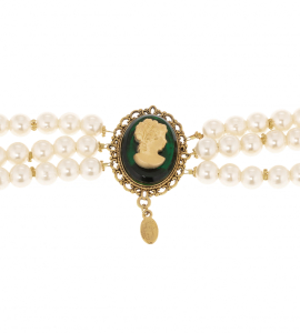 Perlen Kropfkette mit grüner Gemme