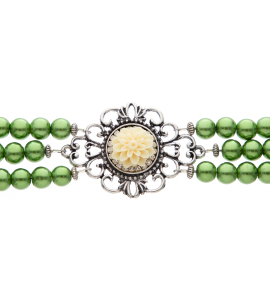 Perlen-Kropkette mit Medallion in Grün