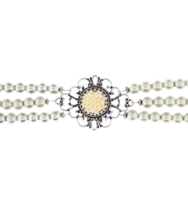 Perlenkette in Silber mit Steinen