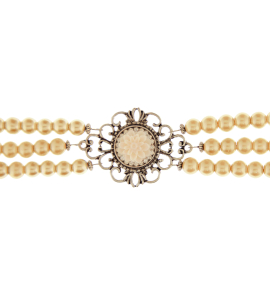 Perlen-Kropkette mit Medallion in Champagner