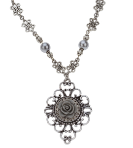 Kette mit Blumenanhänger mit grauer Rose
