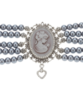 5-Reihige Kropfkette in Grau-Silber