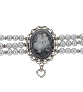 3-Reihige Kropfkette mit Herzanhänger