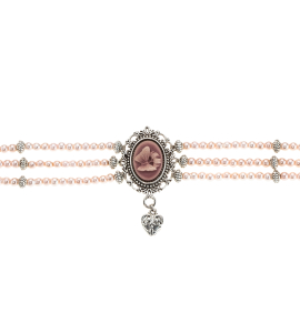 Perlen-Kropfkette mit Herzanhänger in Rosa