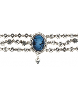 Silberne Kette mit blauem Medallion