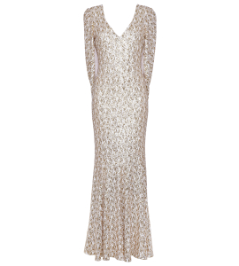 Kleid mit Cape in Gold/Weiss