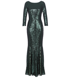 Paillettenrobe in Dunkelgruen