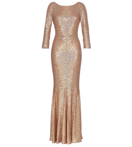 Langes Paillettenkleid in Apricot