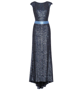 Dunkelblaues Kleid mit Schleife