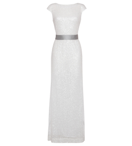 Schleifenkleid in Weiß-Silber