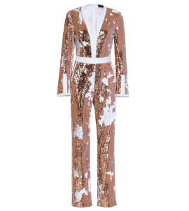 Jumpsuit mit Wendepaillette in Apricot