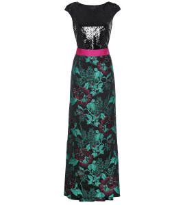 Robe mit kleiner Schleppe und Blumenprint