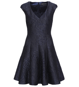 Blaues Cocktailkleid aus Brokat