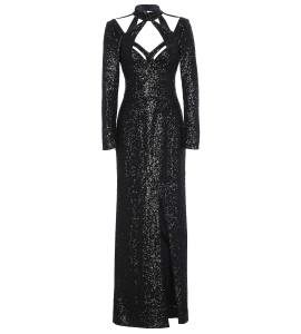 Paillettenkleid mit Cut-Outs in Schwarz