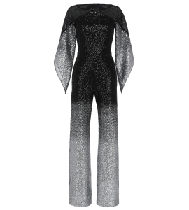 Jumpsuit mit angeschnittenem Arm in Silber-Schwarz
