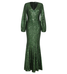 Abendrobe mit Ballonärmel in Gruen