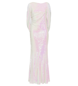 Weißes Capekleid mit Schimmer in Rosé 