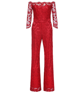 Jumpsuit aus roter Spitze