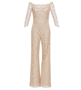 Jumpsuit mit Carmenausschnitt in Gold