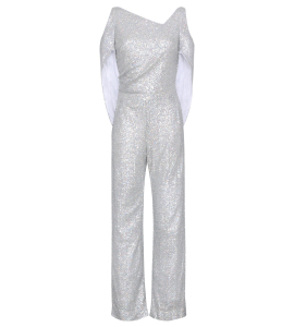 Jumpsuit mit Cut-Out in Holo-Silber